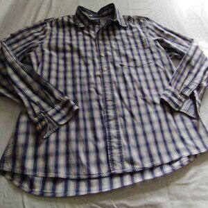GAP Blue & White PLAID Long Sleeve BUTTON DOWN Shirt Sz X-LARGE